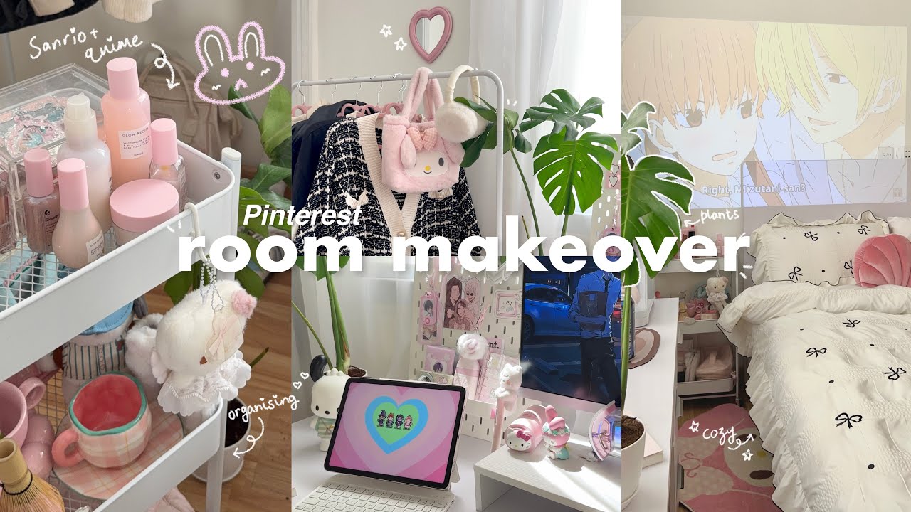 🐰⋆⑅˚₊ aesthetic room makeover + tour | Pinterest inspired aesthetic room makeover🌸 coquette, pink
