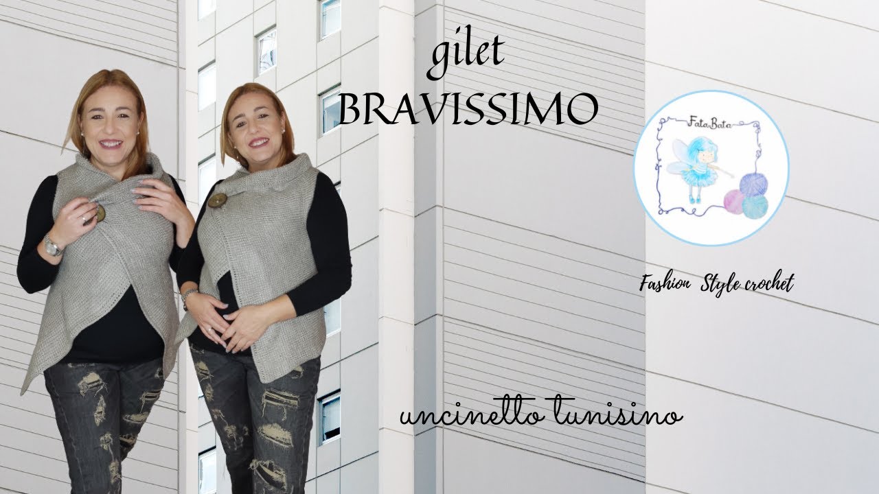 TUTORIAL: GILET BRAVISSIMO UNCINETTO TUNISINO #tunisiancrochet #gilet #smanicato #handmade #fatabata
