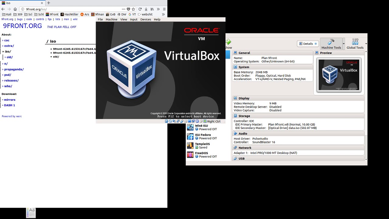 Installing 9front in VirtualBox