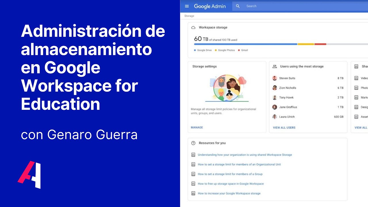 Administración de almacenamiento en Google Workspace for Education