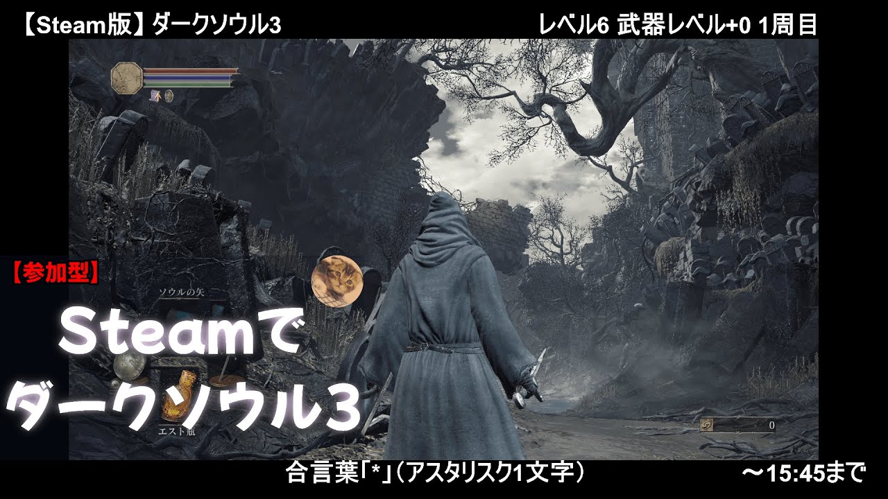 【参加型】Steamでダークソウル3【15:15～15:45】