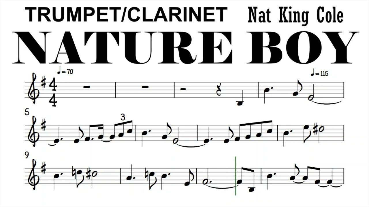 Nature Boy Trumpet Clarinet Sheet Music Backing Track Play Along Partitura