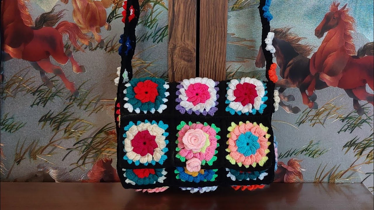 How to crochet a motif bag آموزش کیف موتیفی/قسمت اول