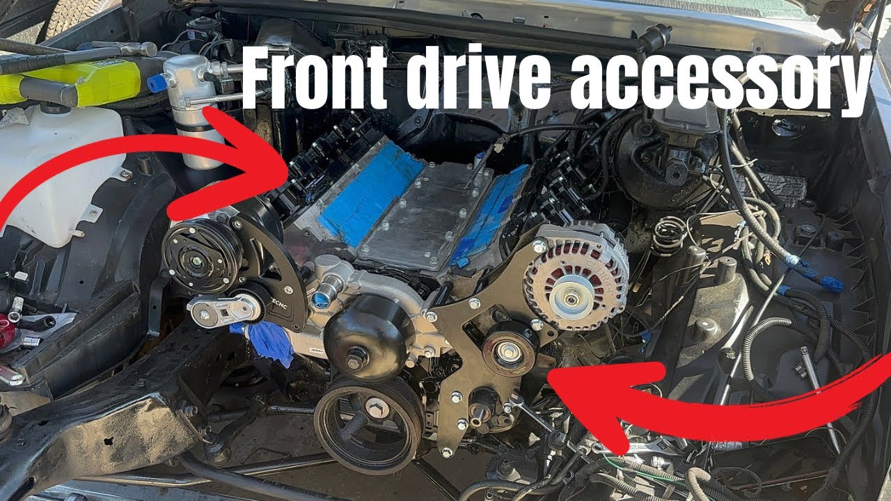 INSTALLING FRONT DRIVE ACCESSORIES FOR LS SWAP CUTLASS.
