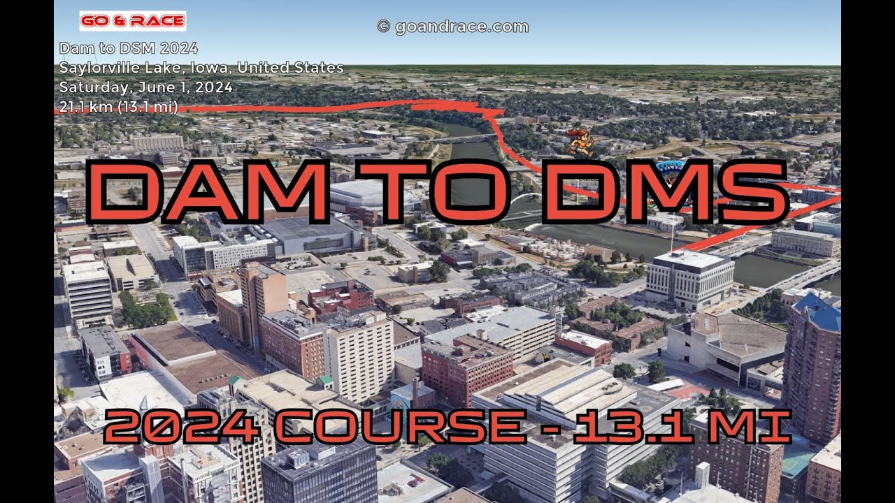 Dam to DSM 2024: fly over the half-marathon course! Video of the race path.