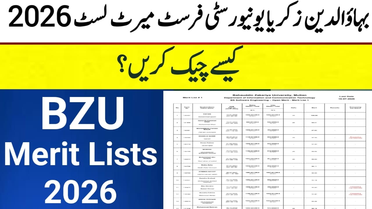 BZU First Merit List 2026 Uploaded