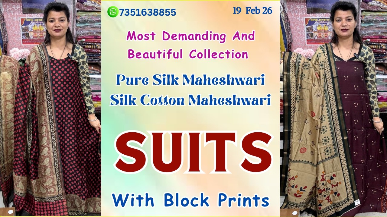 24 Feb 26 | Most Demanding Pure Silk Maheshwari Suits with Traditional Block Prints