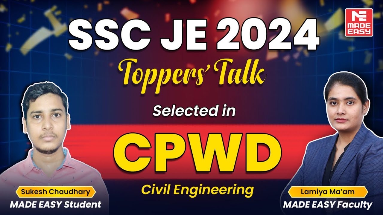 SSC JE 2024 Toppers' Talk | Sukesh Chaudhary | Selected in CPWD  | Civil Engineering Success Story