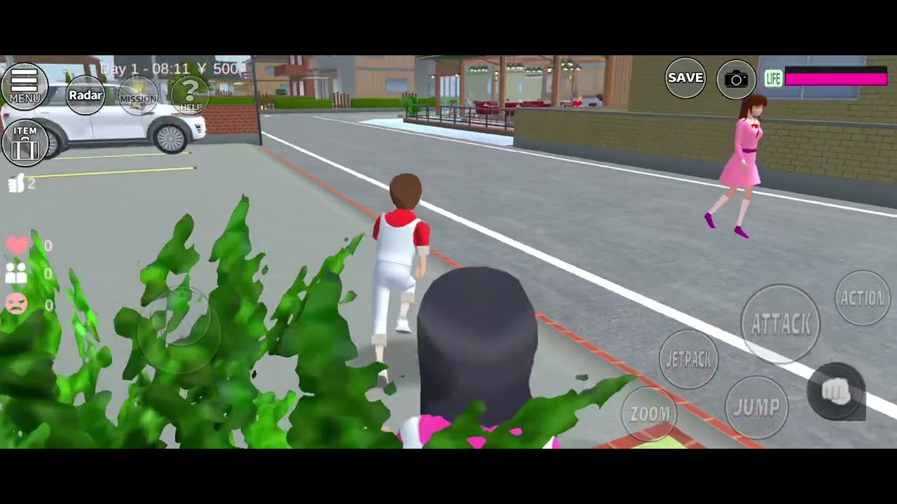 Yuta dan mio bermain di wahana permainan sakura school simulator