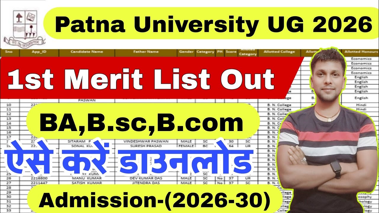 Patna University UG Admission 1st Merit List 2026|How to download 1st Merit list patna University
