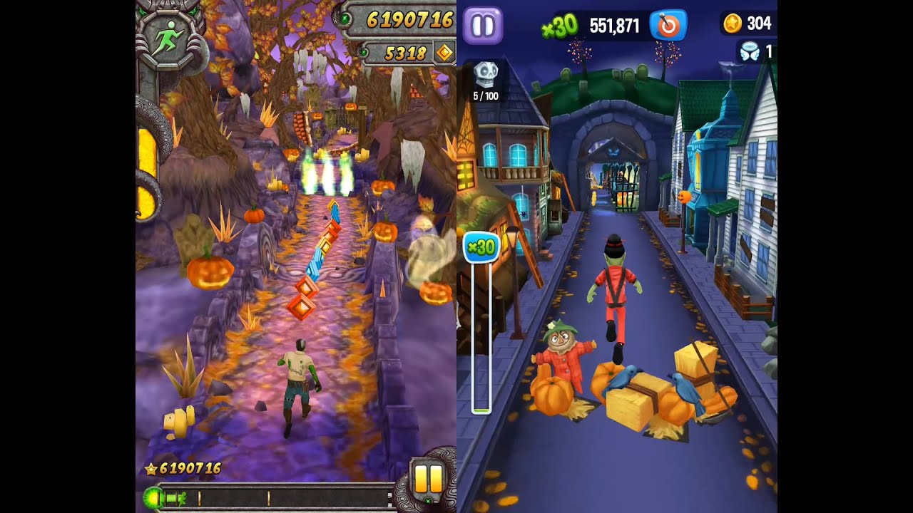 Temple Run 2 vs Angry Gran Run Halloween Gameplay