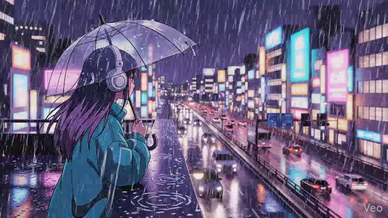 Rainy Night ASMR 🌧️ Neon Japan Lofi Chillhop