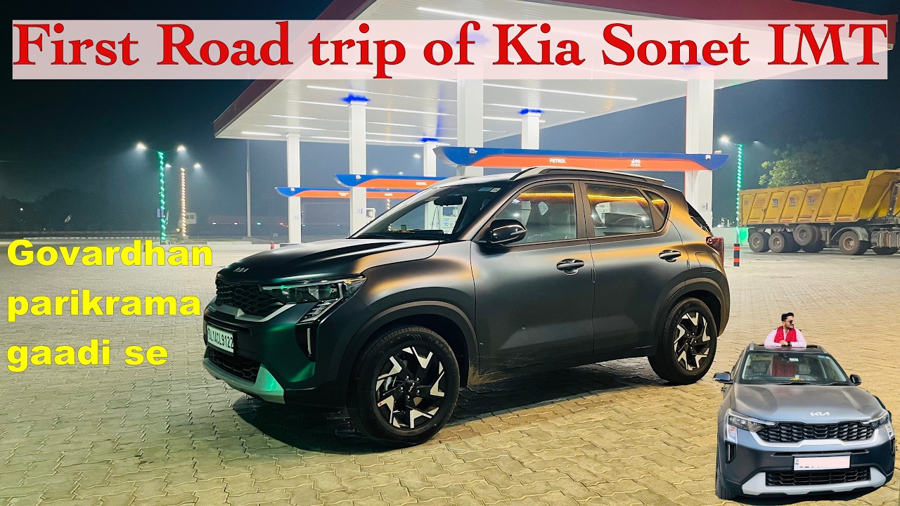First roadtrip in 2026 Kia Sonet ||Turbo Petrol IMT Mileage | | Govardhan parikrama in Car