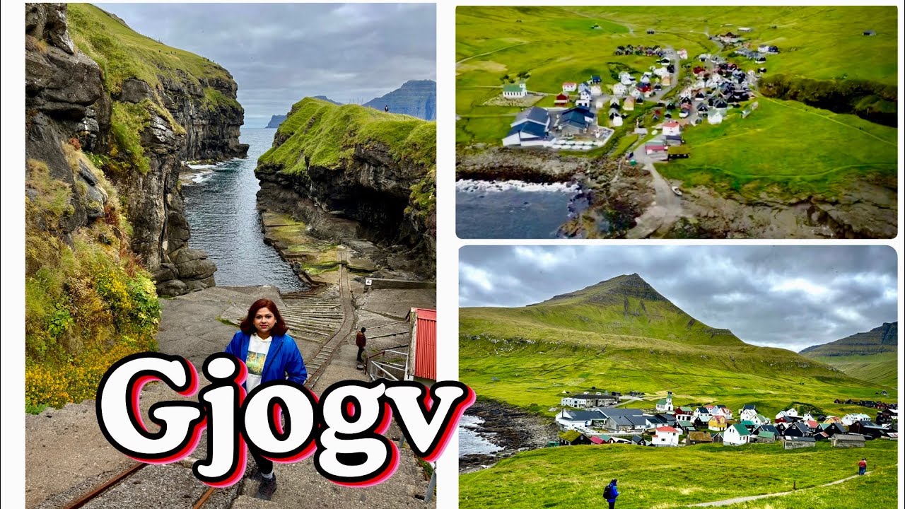 BEAUTIFUL VILLAGE OF GJOGV IN FAROE ISLANDS.