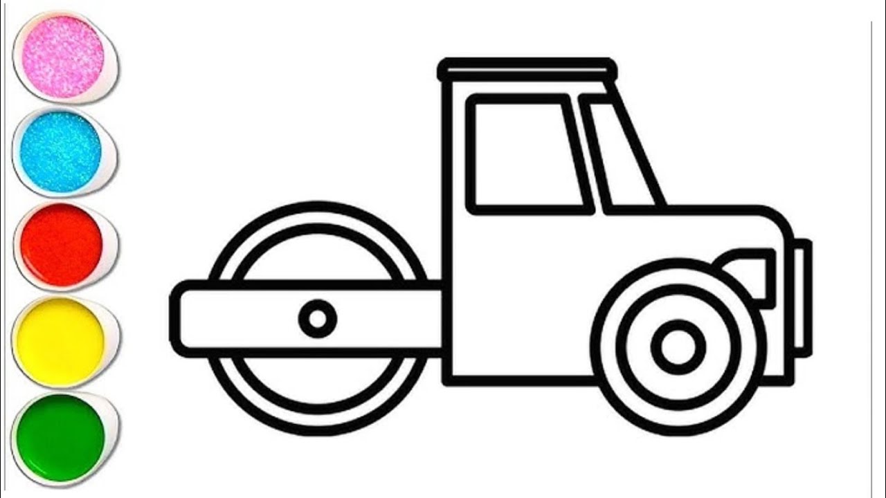 How to Draw a Steam Roller | Construction Vehicle Drawing for Kids |Steam Roller Drawing for Kids