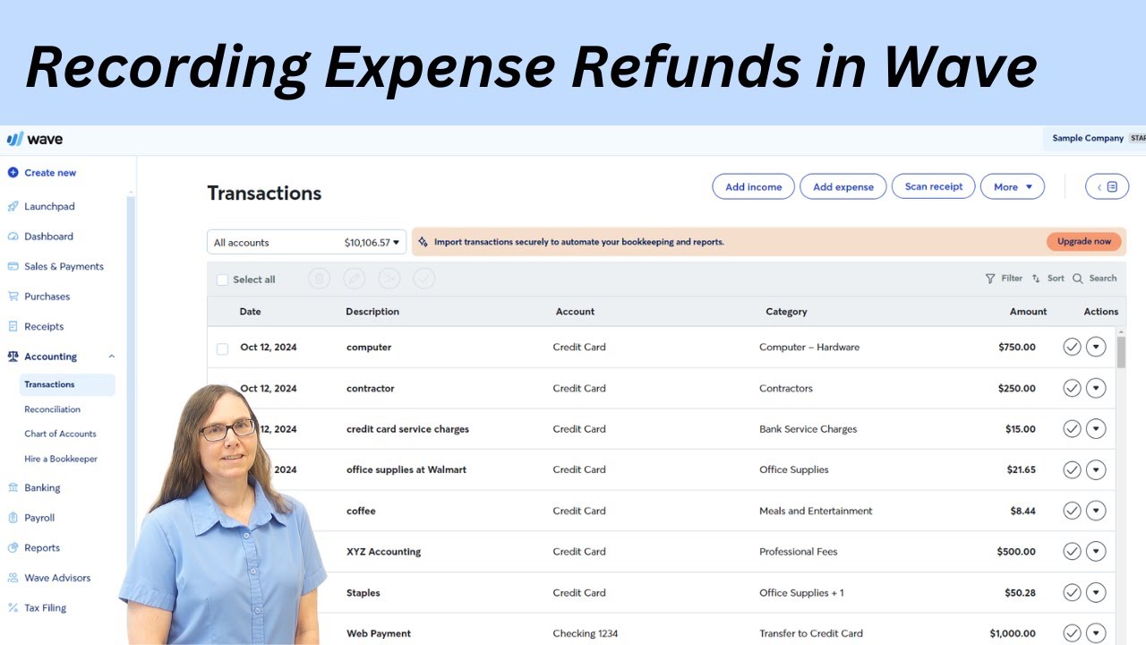Recording Expense Refunds in Wave Apps