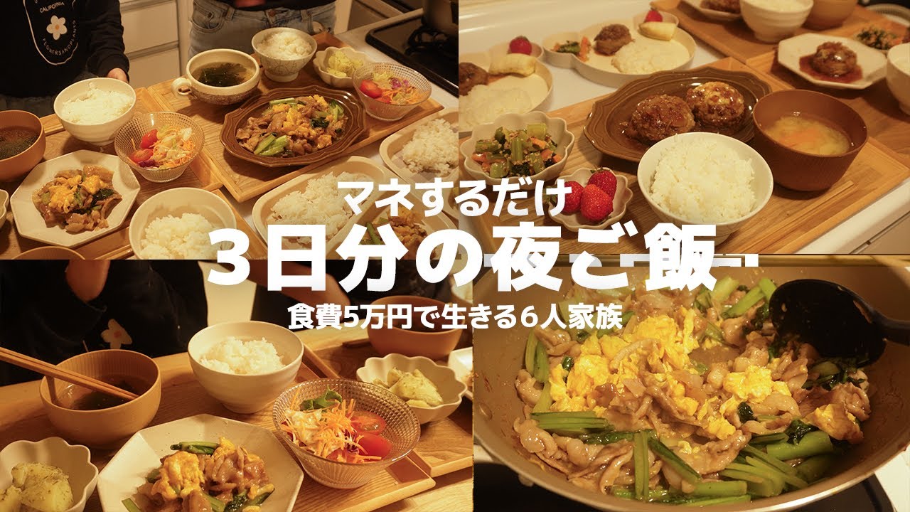 【３日間の夕飯献立】疲れた体に効く！野菜たっぷりのヘルシー和食レシピ３日間！健康な心も体も手に入れられる夜ご飯   | 節約 | 簡単レシピ | ６人家族