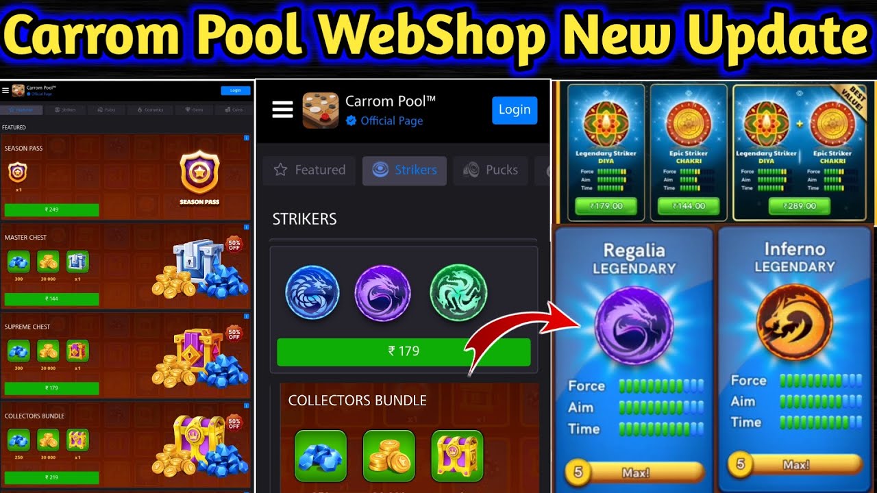 Carrom Pool WebShop New Update 😱 Webshop New Update Full Details Don't Miss 🔥