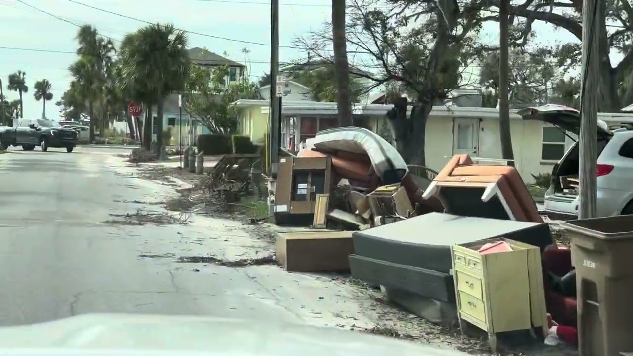 Indian Rocks Beach drive through after hurricane Milton