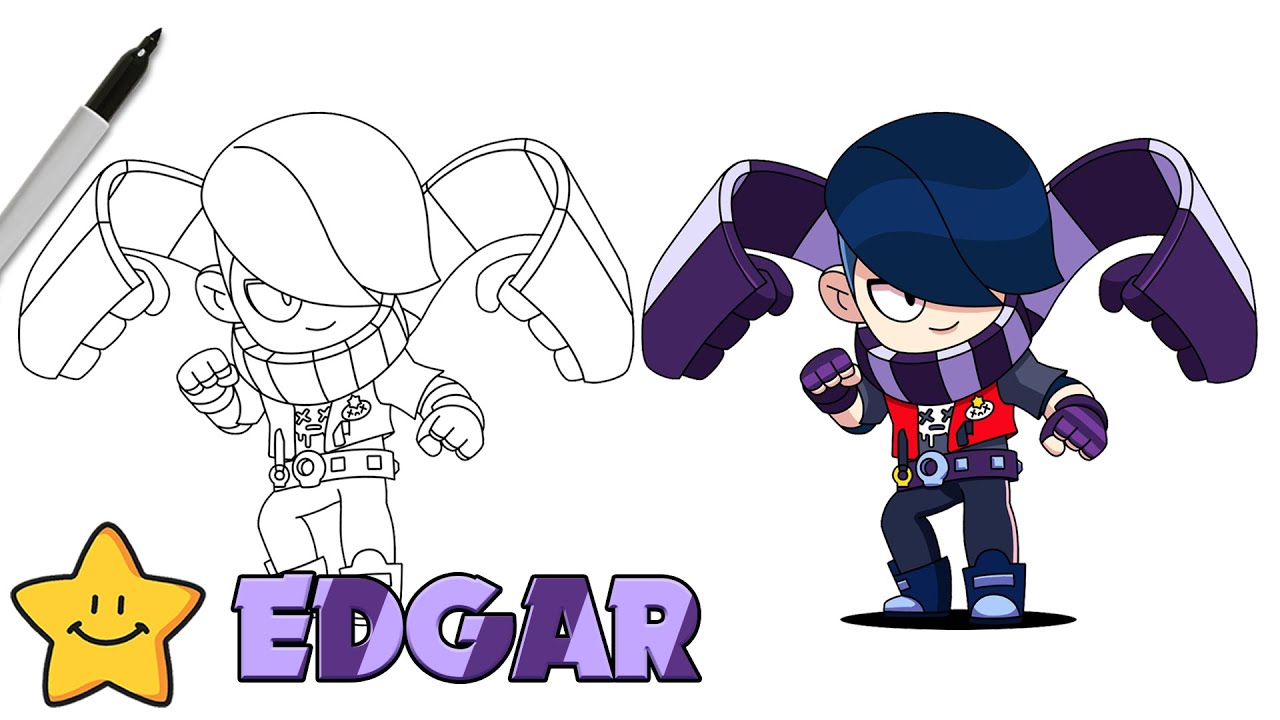 How To Draw EDGAR 🧣 | Brawl Stars | New Free Brawler | Step By Step