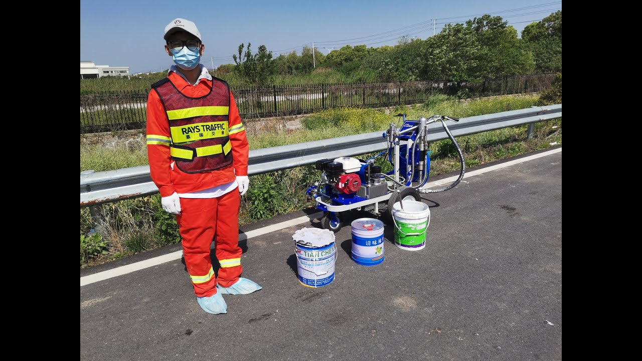 W-CPD Hydraulic Cold Paint Road Marking Machine Operation Video-Rays Traffic
