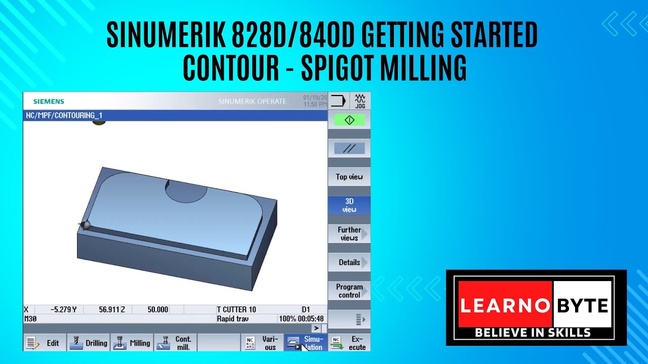 SIEMENS SINUMERIK 828D | 840D | SHOPMILL | Начало работы | Уроки по фрезерованию с контурным штифтом