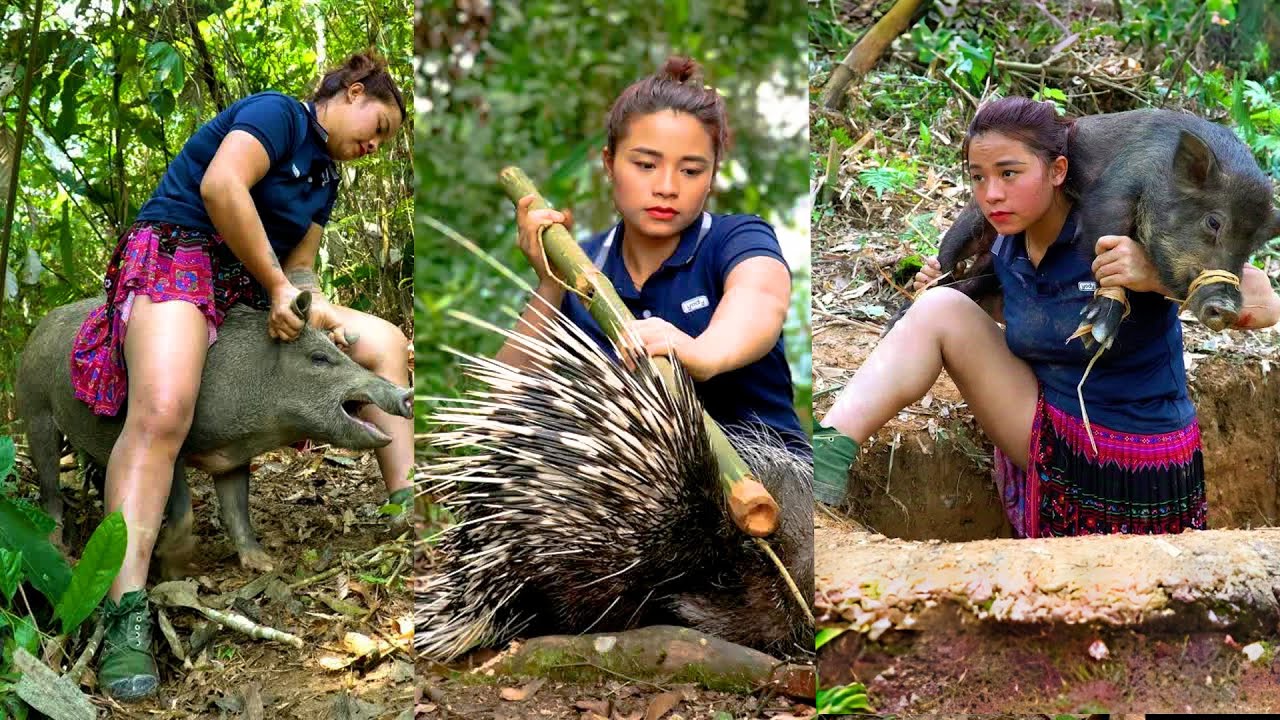 美女花花打野養家第二年，一次看爽365天求生了，大野豬大豪豬大鱷魚大竹鼠，荒野之路太精彩！