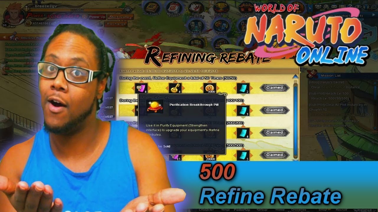 Naruto Online / 500 Refine Rebate / 1000 BP Gain