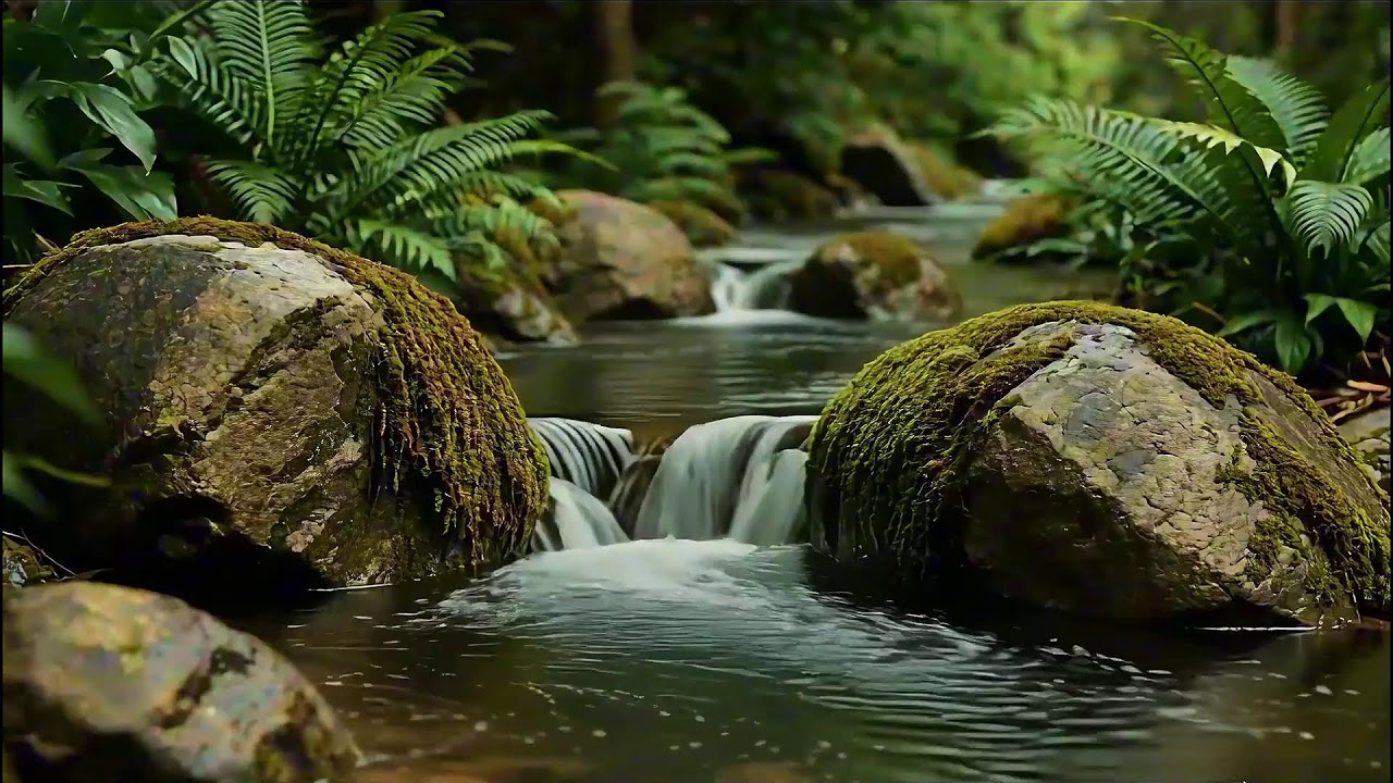 Peaceful Water Stream with Singing Birds Ambience for Meditation