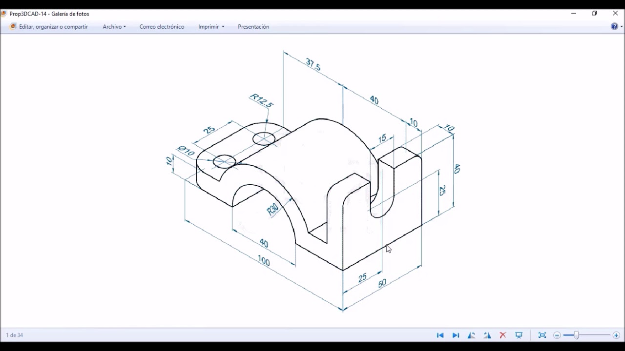 Ejemplo 8 AutoCAD 3D (Presionar Tirar)