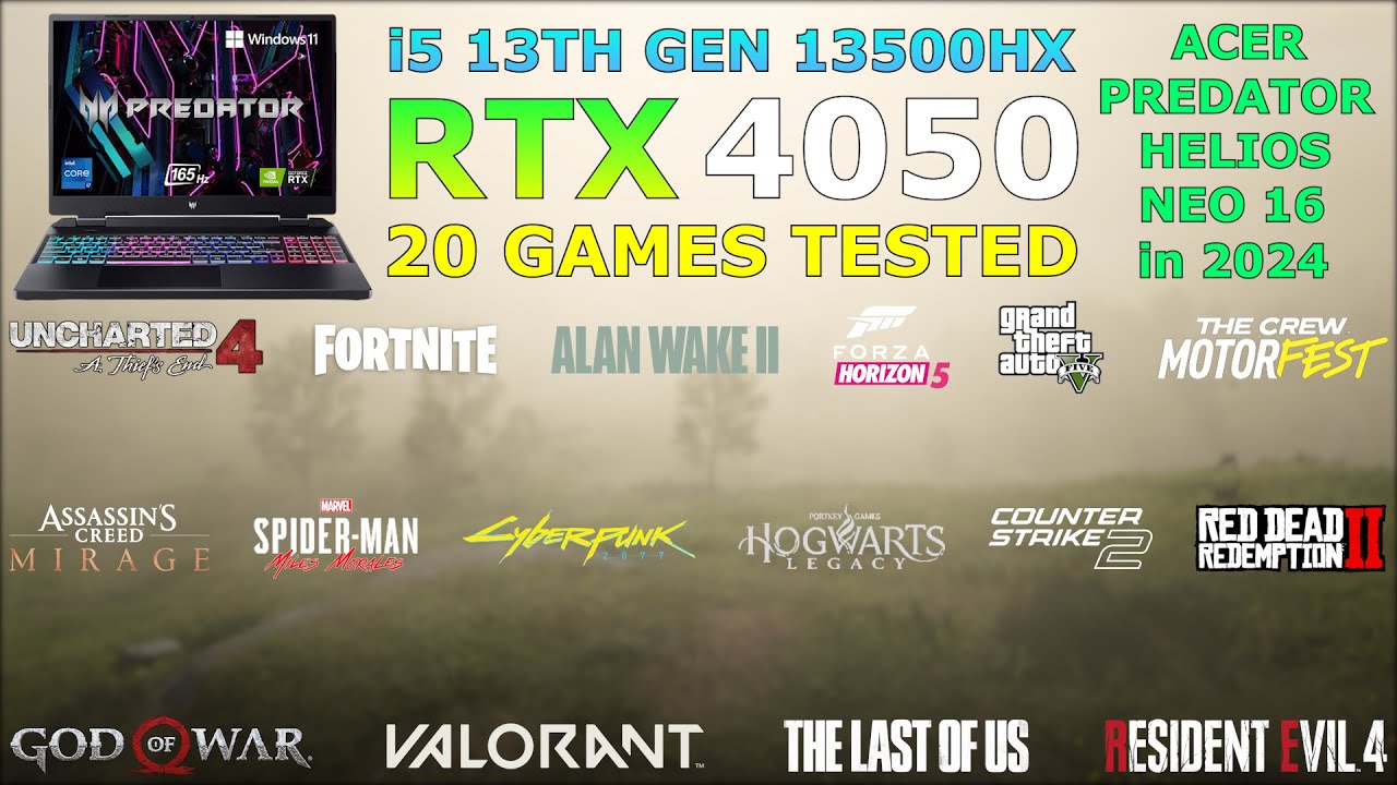 Acer Predator Helios Neo 16 : i5 13th Gen RTX 4050 - 20 Games Tested in 2024