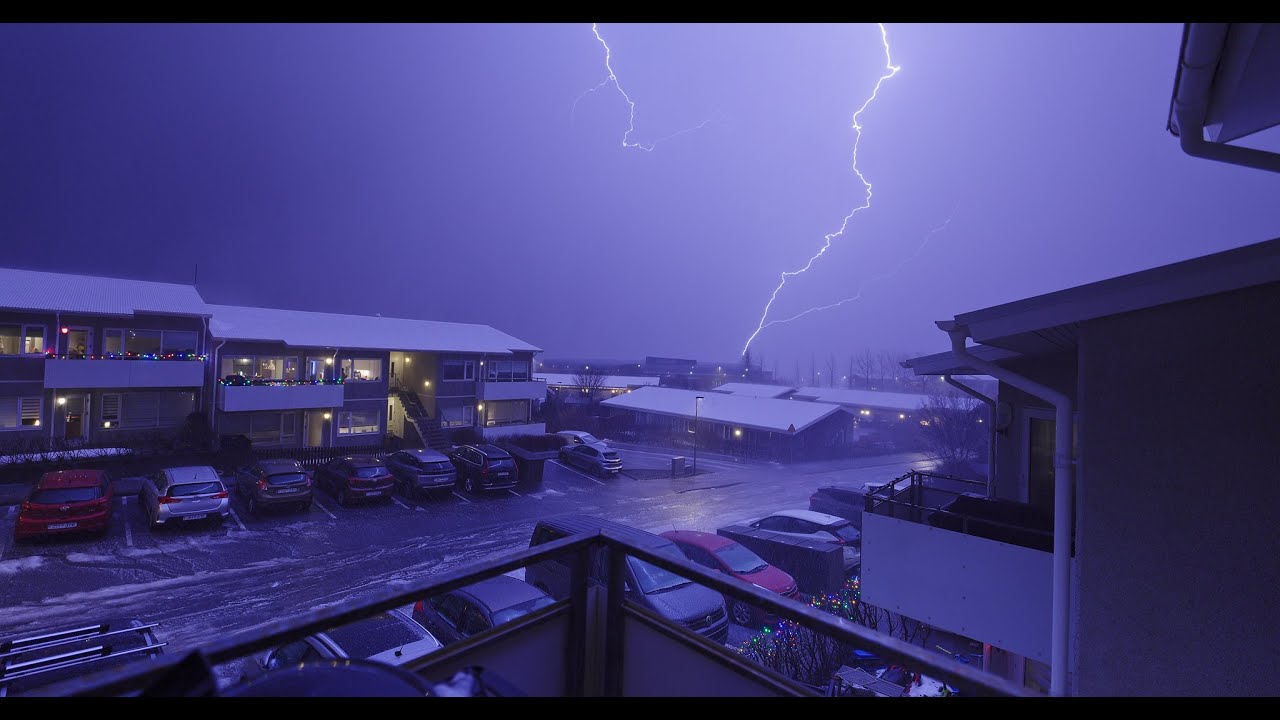 Rare thunderstorm in Reykjavík, Iceland