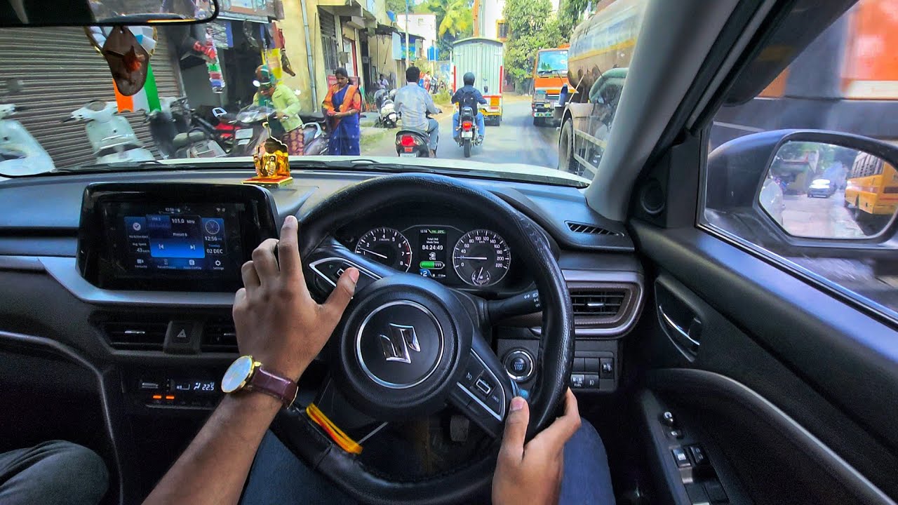 Surviving City Traffic  | POV Drive 🚘 | Brezza zxi 2023 CNG |#brezza #povdriving #automobile 