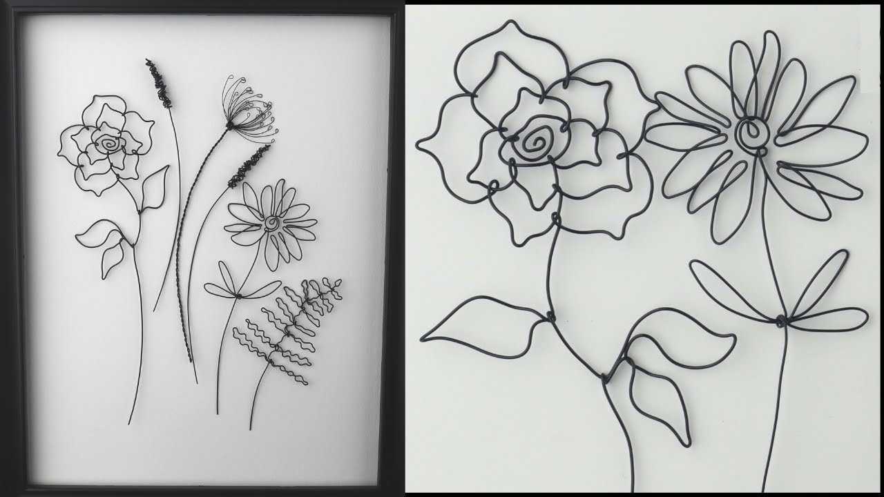 DIY Black Wire Flowers Framed Art Tutorial