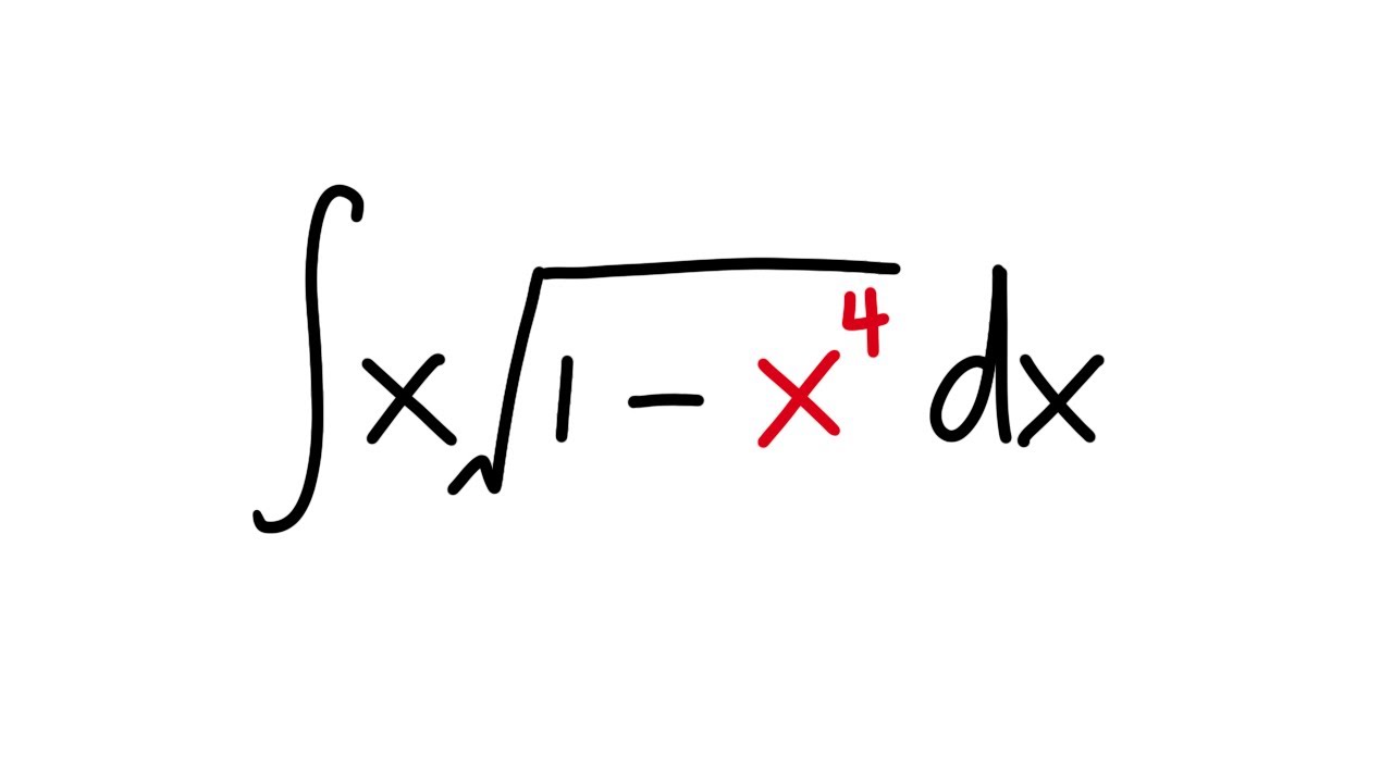integral of x*sqrt(1-x^4), trig substitution, calculus 2 tutorial