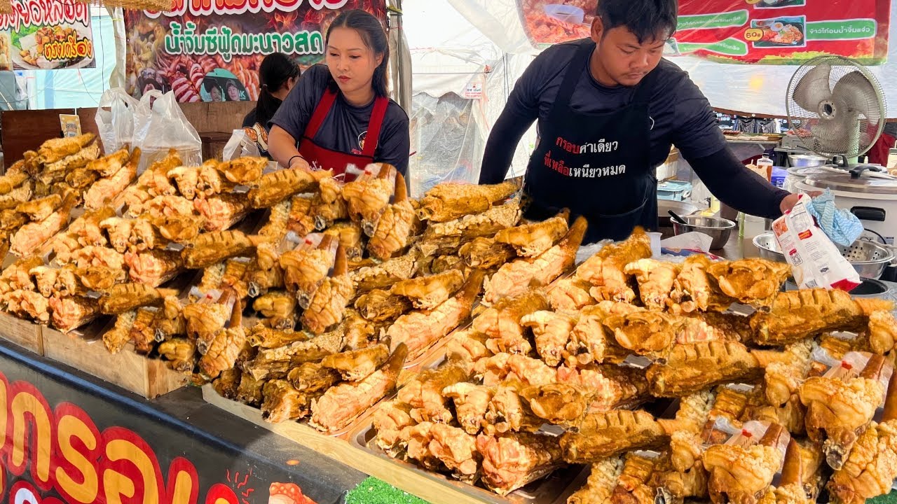 Long Queues! 200Kg Hidden Crispy Pig Tail & Belly Pork Recipe By Thai Family Chef | Thai Street Food