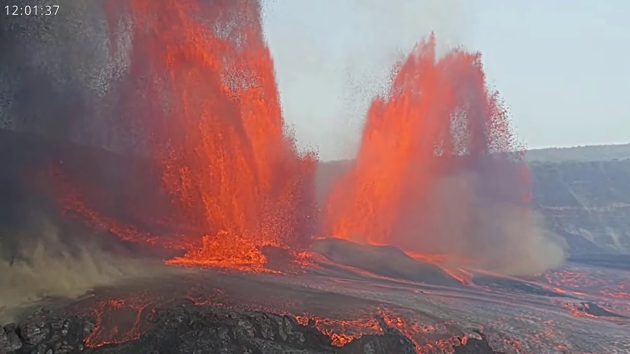 2025 11 09 Fountains start V3 Cam Kīlauea volcano  ⁨@usgs⁩ 2X speed