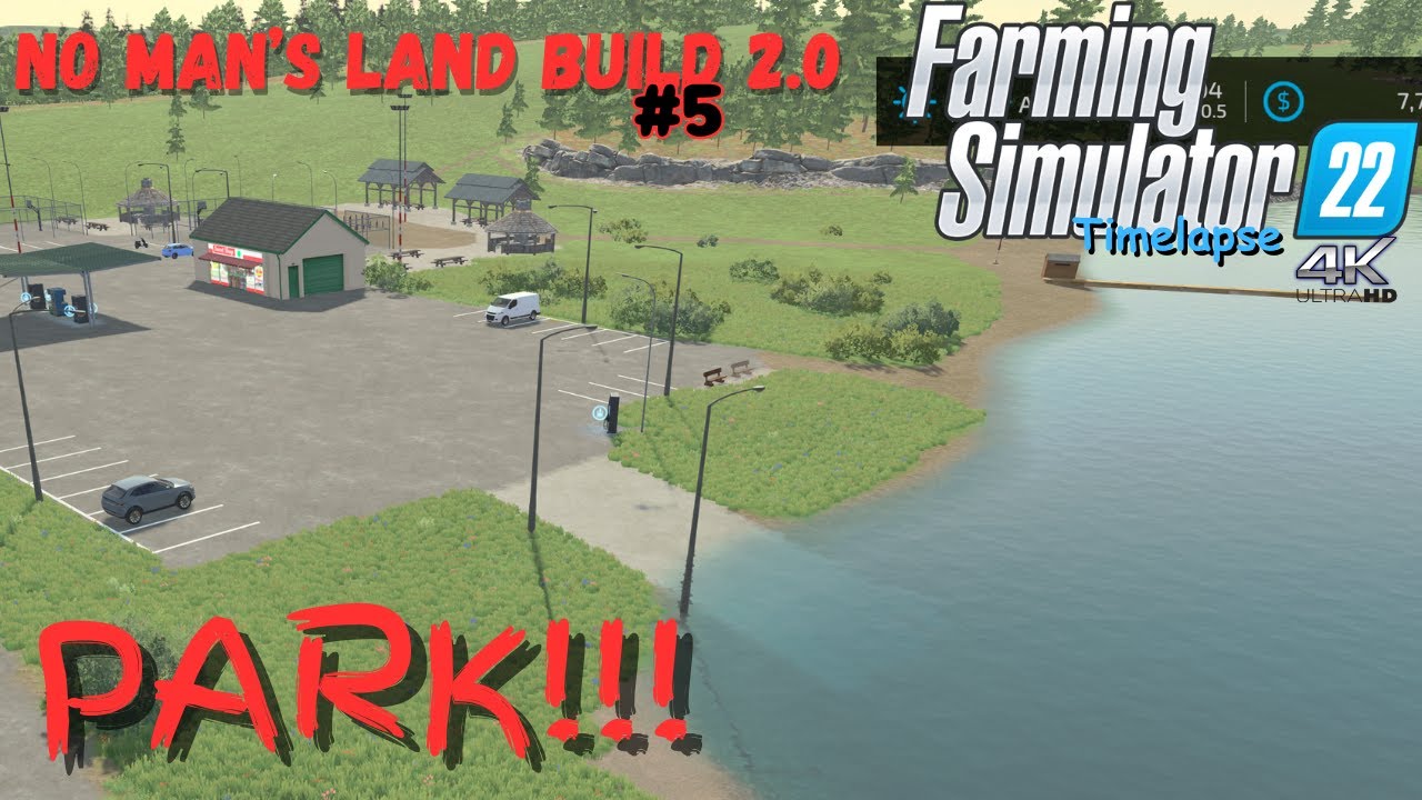 NO MAN'S LAND 2.0 BUILD | PARK & GAS STATION!! | FS22 Timelapse 4K | #5 | Xbox Series X
