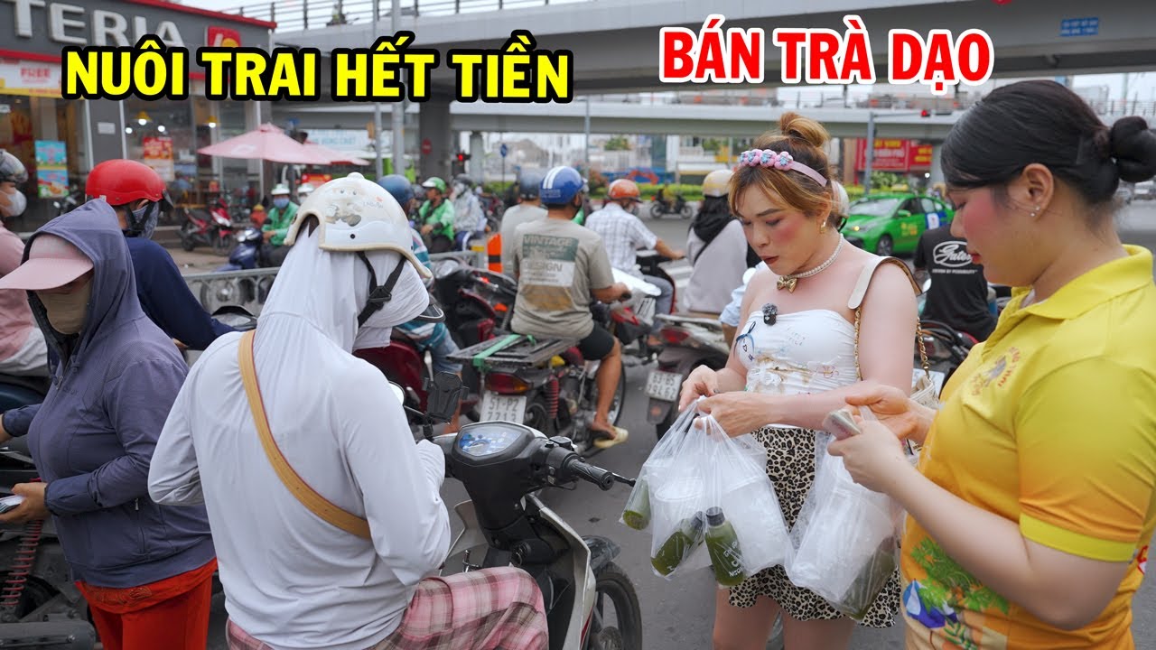 Ty Thy nuôi trai phá sản nên đi bán trà tắc dạo - Ty Thy Vlog Gỏi đu đủ