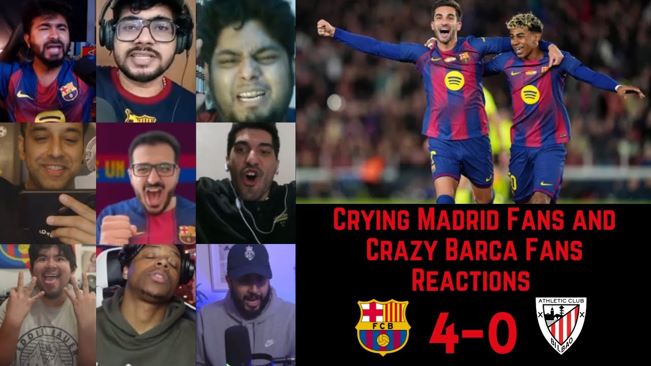Crying Madrid Fans and Crazy Barca Fans Reactions to BARCELONA 4-0 ATHLETIC BILBAO | La Liga GW 13