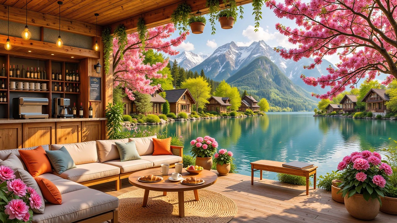 Chill March Spring & Soft Jazz Music 🌸 Outdoor Coffee Shop Ambience with Relaxing Piano Jazz Music