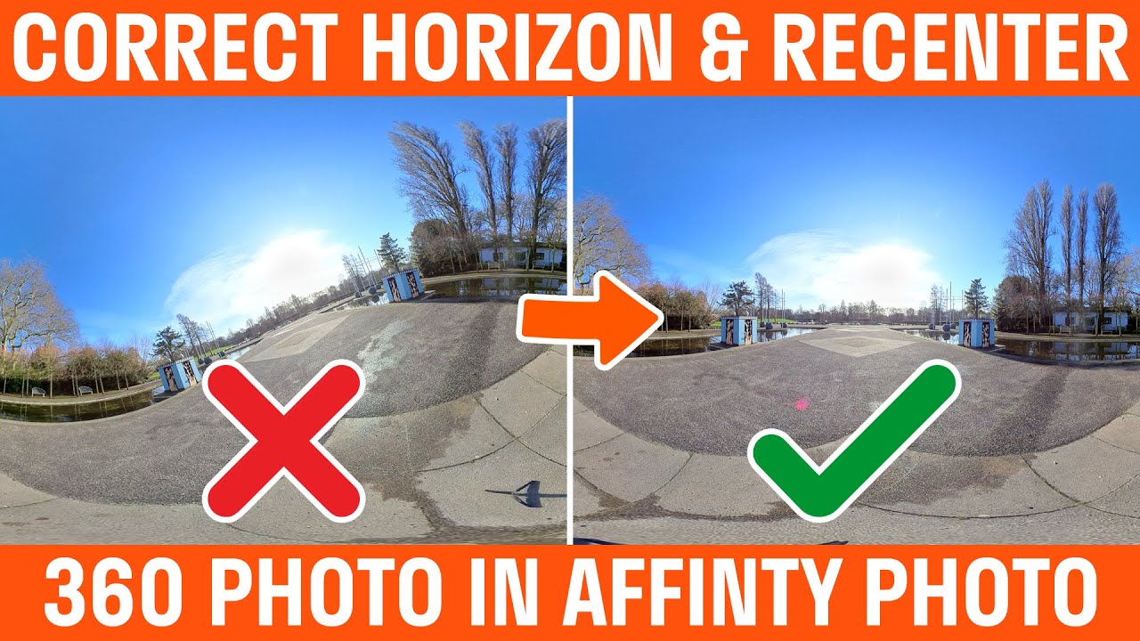 Как исправить горизонт и центрировать 360-градусное фото в Affinity Photo