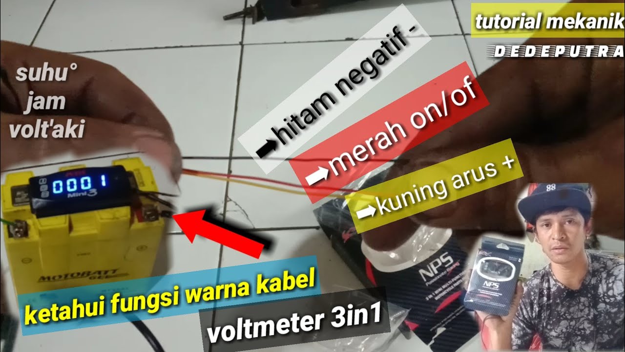 CARA PASANG VOLTMETER 3in1 merek NPS #dedeputra