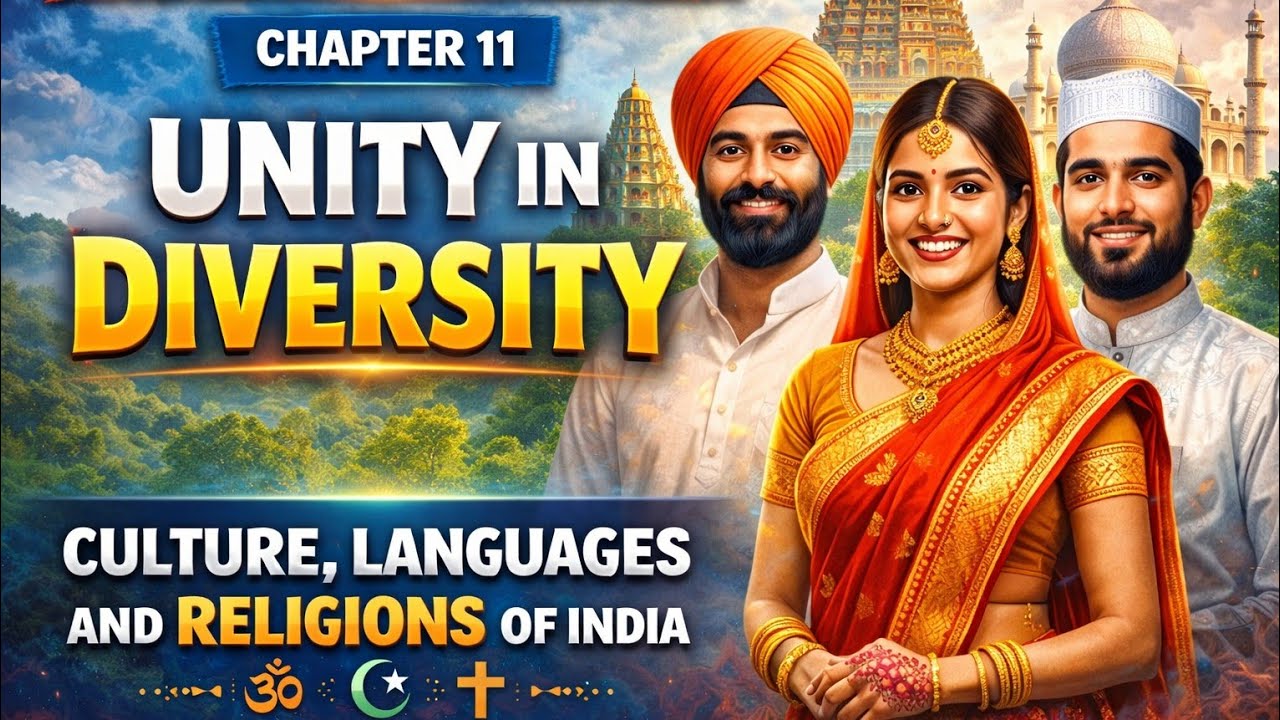 📘 Class 6 Social Studies | Chapter 11 – Unity in Diversity Culture, Languages and Religions of India