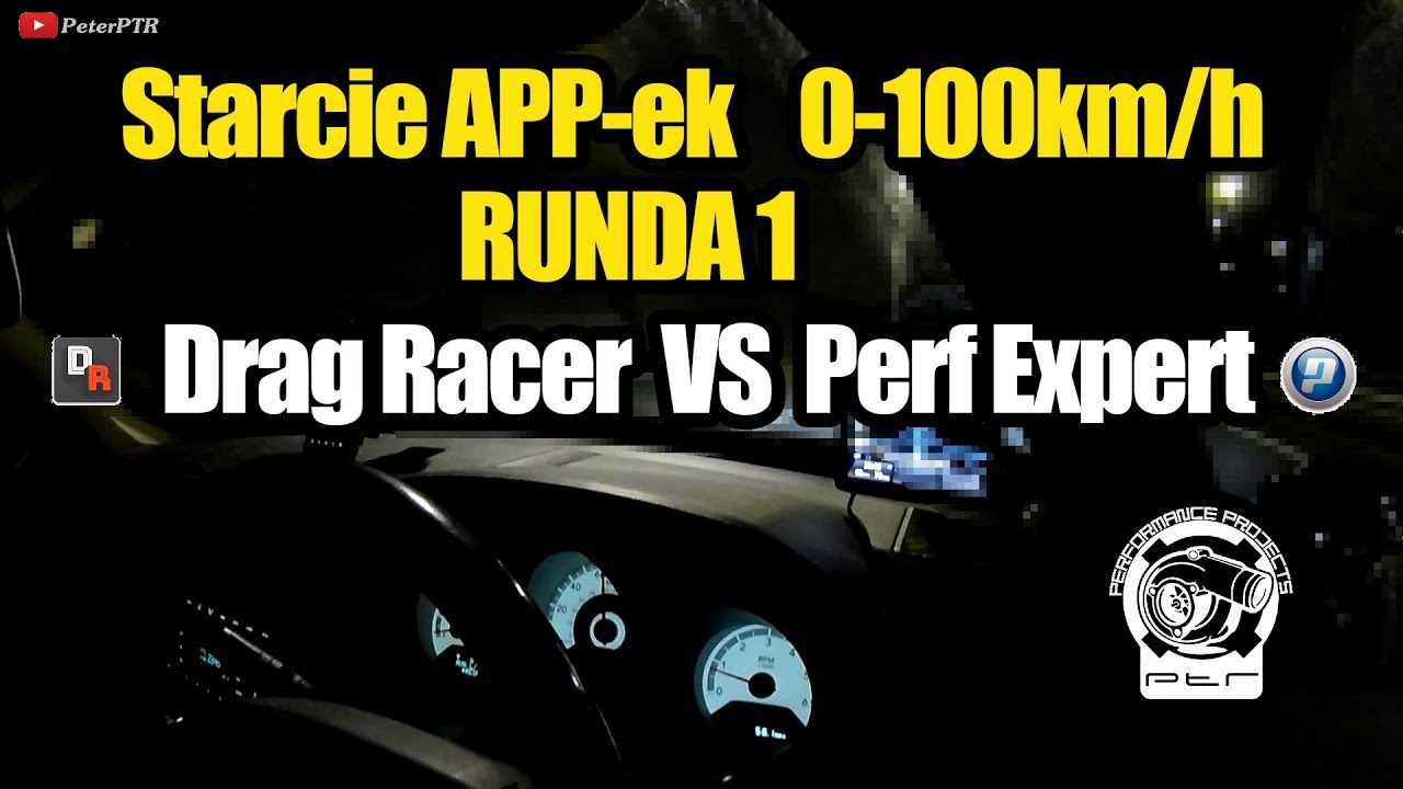 Starcie aplikacji pomiarowych 0-100 km/h (0-60mph) RUNDA 1 / Drag Racer vs PerfExpert