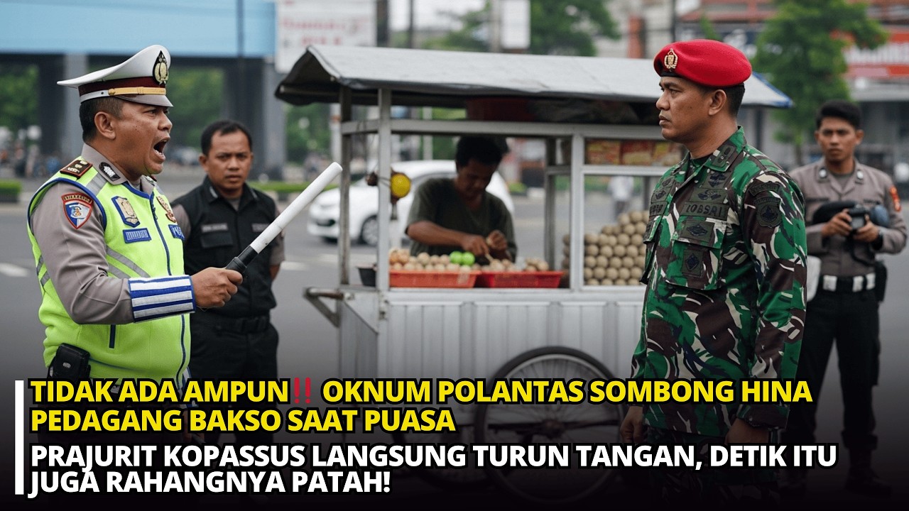 VIRAL‼️ DETIK-DETIK OKNUM POLISI SOMBONG DIHAJAR KOPASSUS KARENA HINA PEDAGANG BAKSO SAAT RAMADHAN!