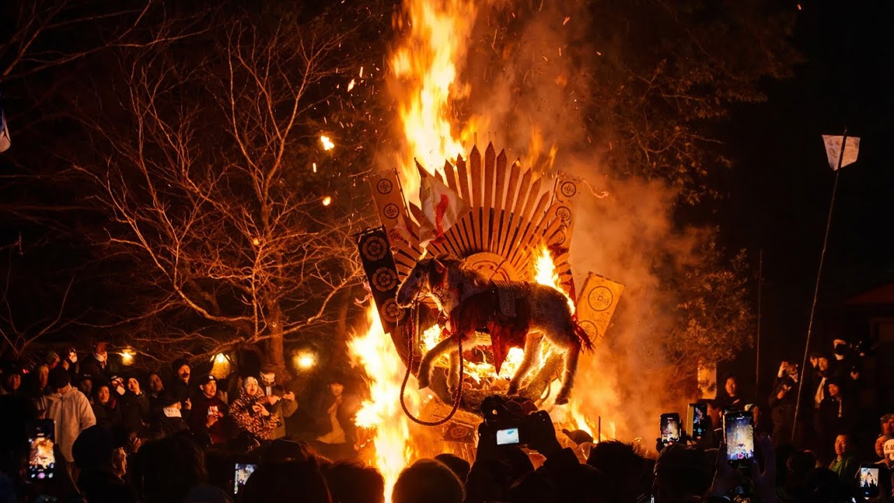 滋賀県近江八幡市 近江八幡左義長まつり 日牟禮八幡宮祭広場 左義長奉火