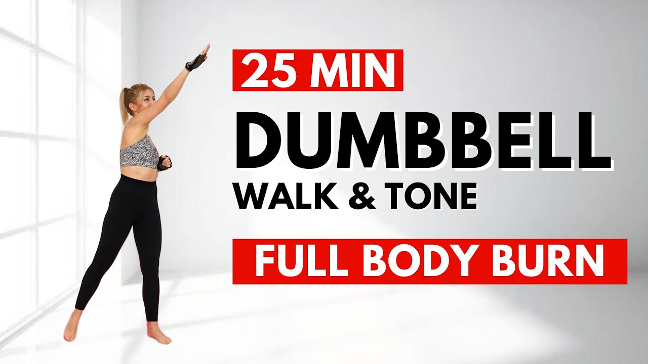 🔥25 Min WALK & TONE Dumbbell Workout🔥Full Body Cardio & Strength🔥Burn Fat & Build Muscle🔥