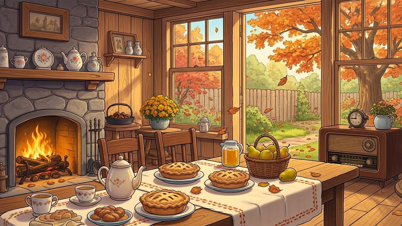 Vintage Cozy Autumn Melodies from the 1950s Tunes Playing in Another Room at Grandma’s House