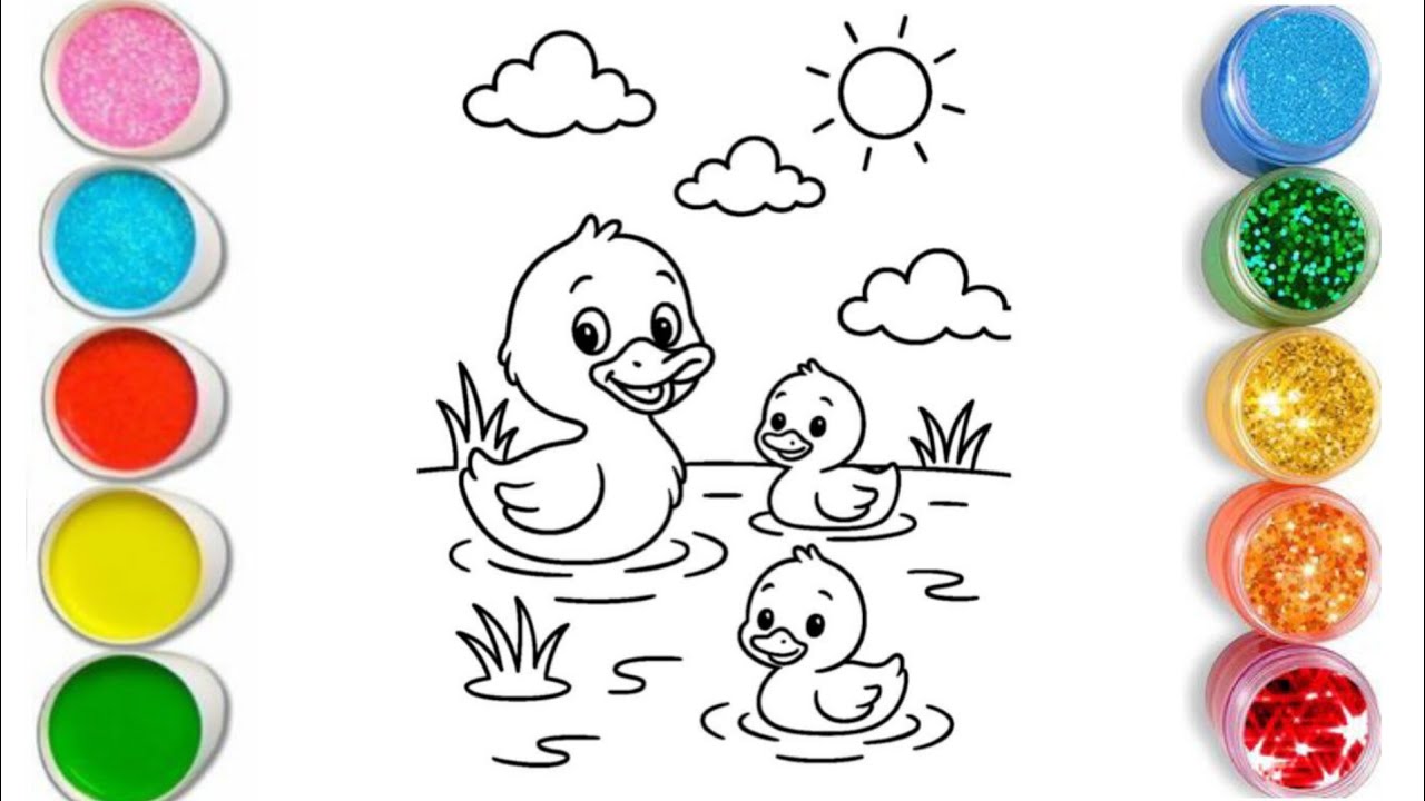 How to Draw a Duck and Ducklings for Kids / Easy Duck Drawing Tutorial for Toddlers 